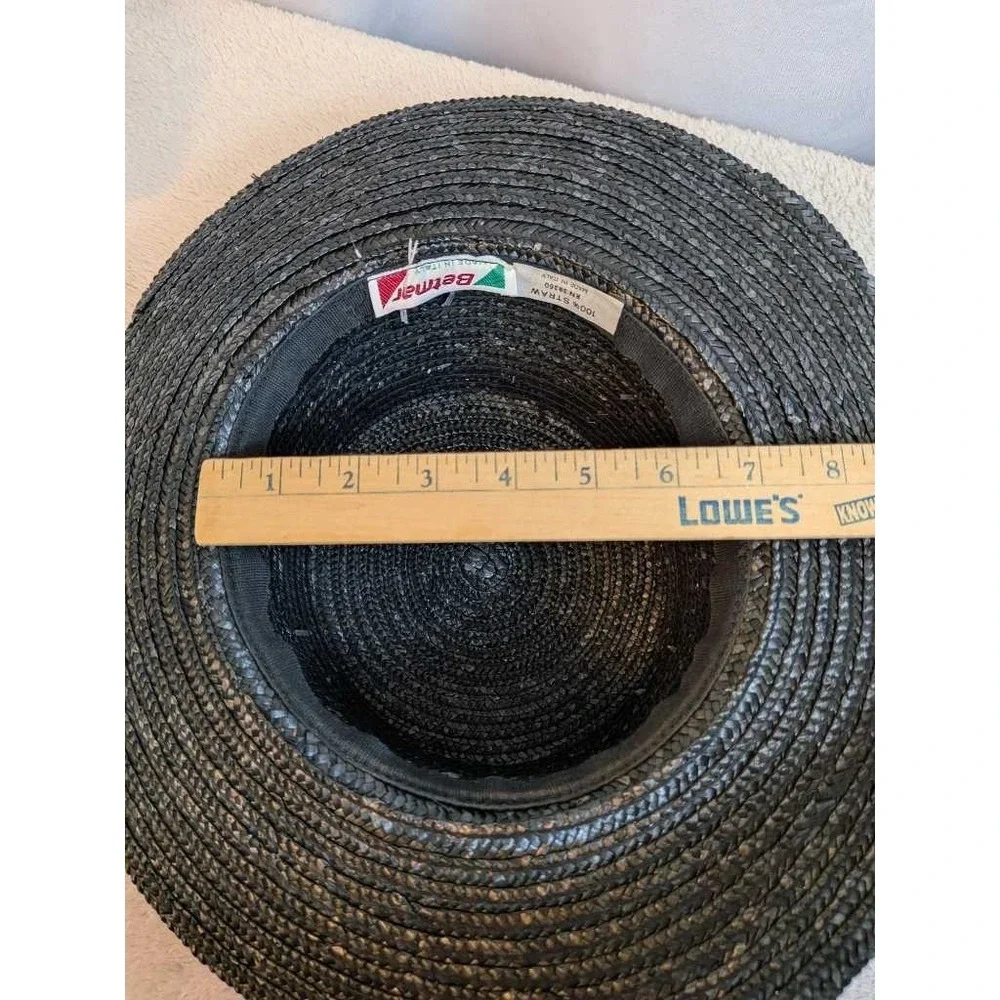 Betmar Black Straw Hat Womens Bow Accent Made in Italy Fashion Sun Hat - Picture 14 of 14